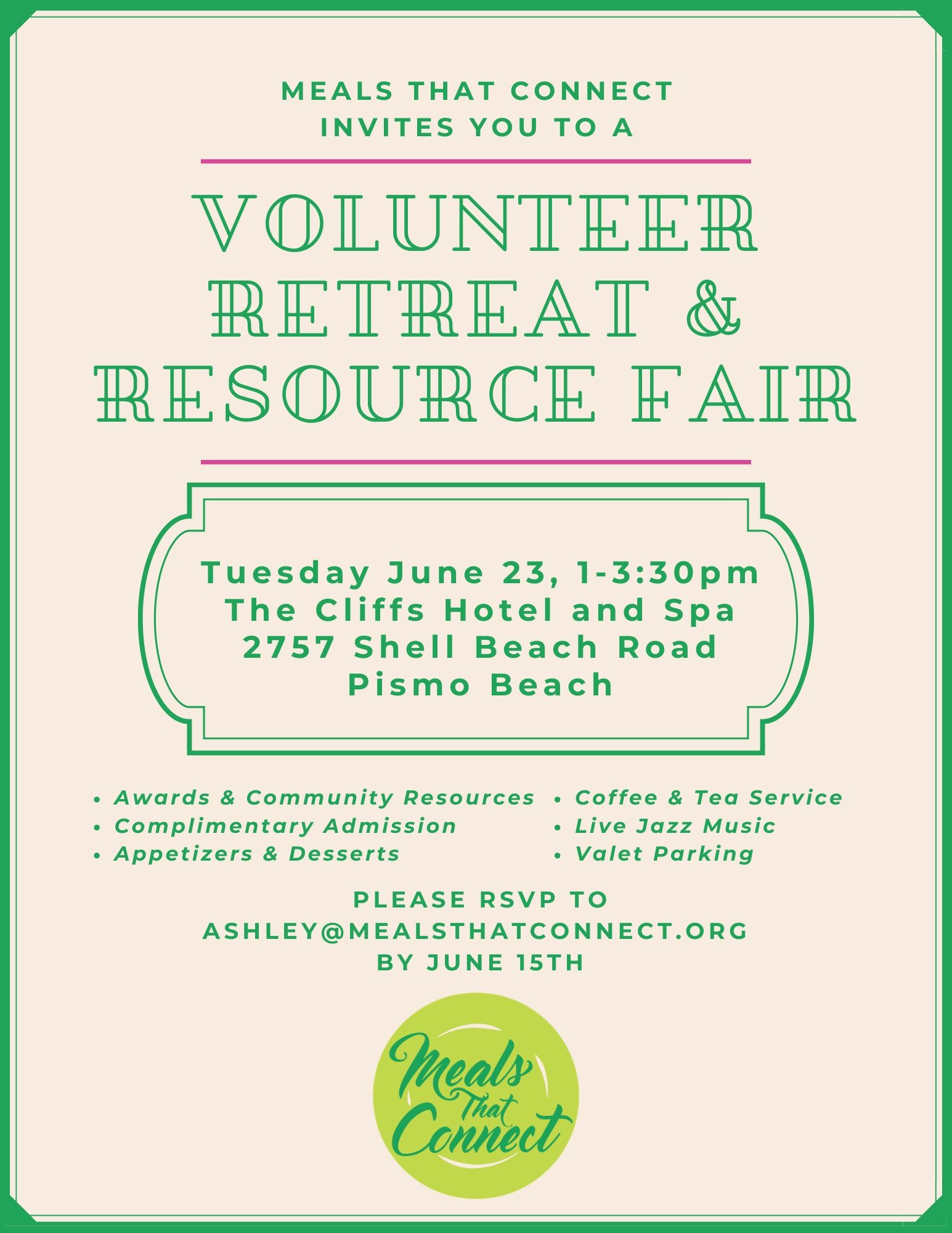 June 23 MTC Retreat invite flyer with bullet points