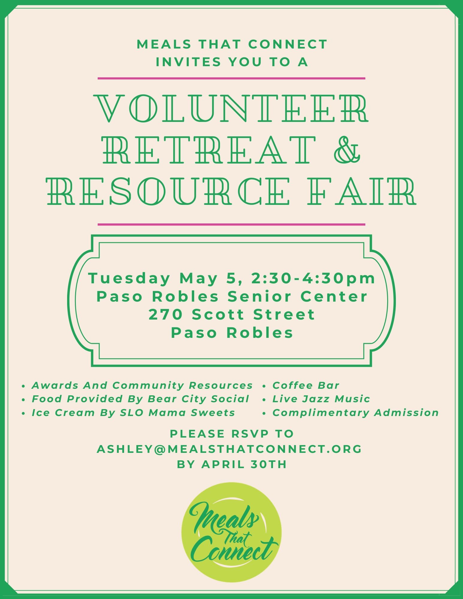 May 5 MTC Retreat invite flyer with bullet points