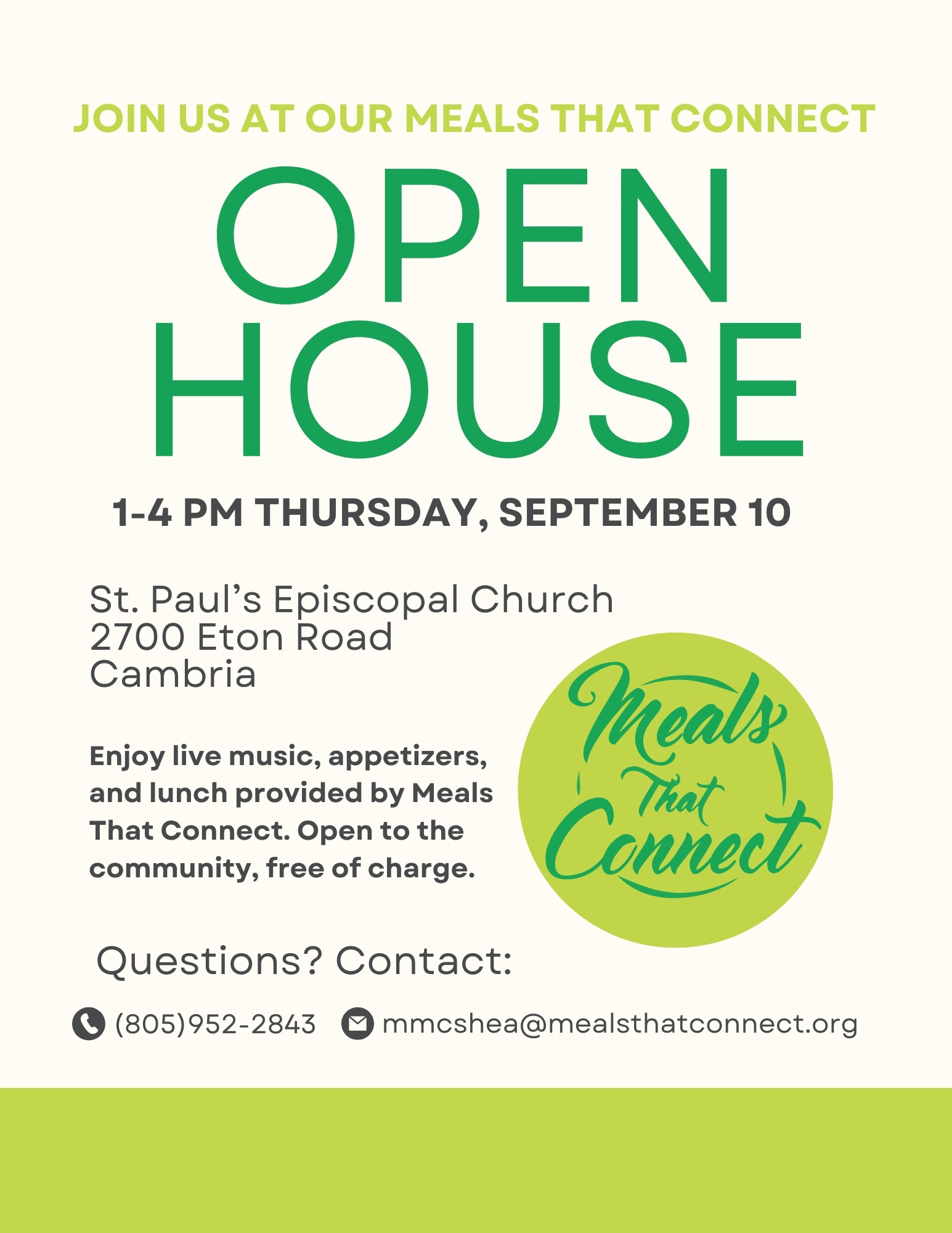 1-4pm Cambria Open House Flyer